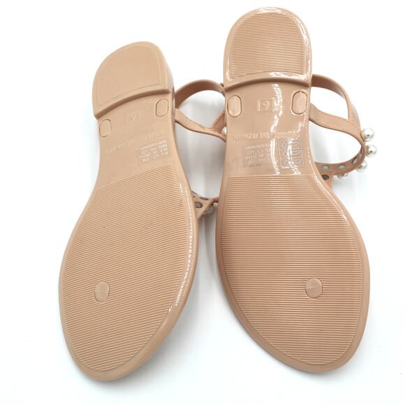 Stuart Weitzman Pearl Jelly Sandals Womens Size 6 Nude T Strap Thong Flats - Picture 8 of 9